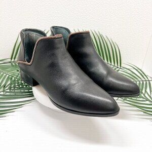 Halogen Piper Black Leather Ankle Boots Womens Size 6